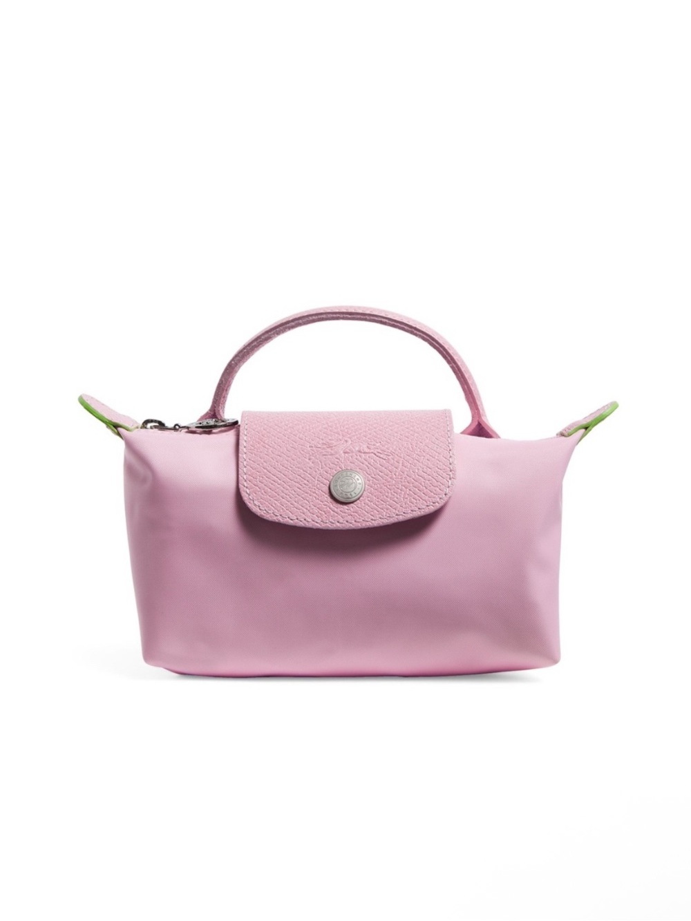 LONGCHAMP Mini Le Pliage Green Top-Handle Bag + Strap - Peony Pink *RARE*